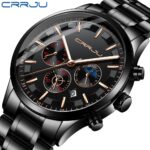 Dual Display Men Watch Chronographic Sport Quartz Full Steel Elegant Strap Male Waterproof Watch