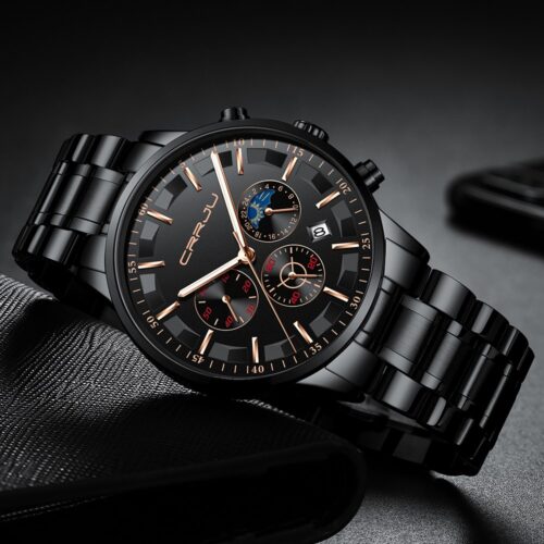 A sleek and stylish men's wristwatch with two display dials, featuring a chronograph design for Men Fashion