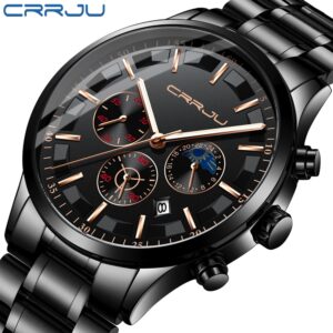 A sleek and stylish men's wristwatch with two display dials, featuring a chronograph design for Men Fashion