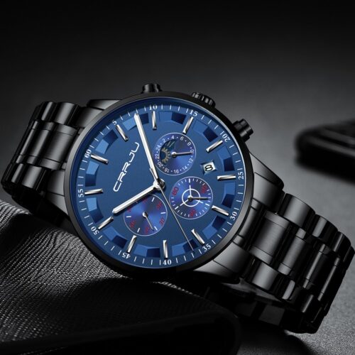 A sleek and stylish men's wristwatch with two display dials, featuring a chronograph design for Men Fashion