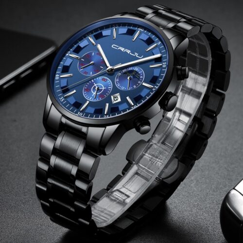 A sleek and stylish men's wristwatch with two display dials, featuring a chronograph design for Men Fashion