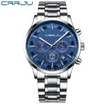 Dual Display Men Watch Chronographic Sport Quartz Full Steel Elegant Strap Male Waterproof Watch