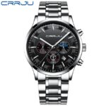 Dual Display Men Watch Chronographic Sport Quartz Full Steel Elegant Strap Male Waterproof Watch