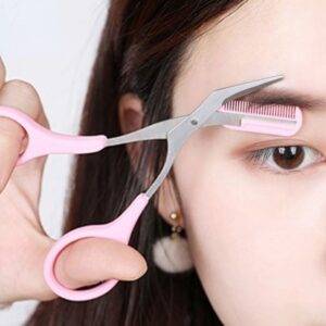 Eyebrow Trimmer Scissor with Comb, a grooming tool for precise eyebrow shaping.