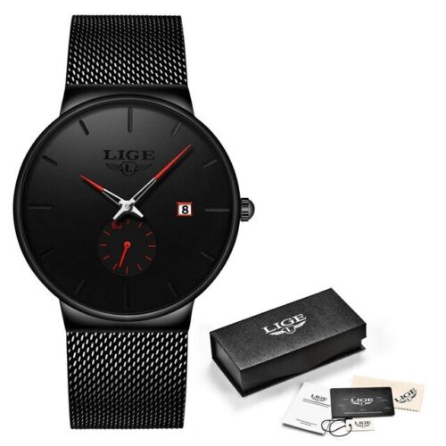 High-end men's Wristwatch featuring a sleek and slim steel mesh strap for a sophisticated look.