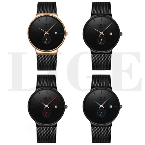 High-end men's Wristwatch featuring a sleek and slim steel mesh strap for a sophisticated look.