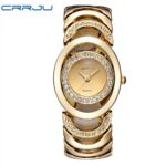 Gold Watch Women Luxury Brand Bracelet Full Stainless Steel Rhinestone wristwatches for ladies