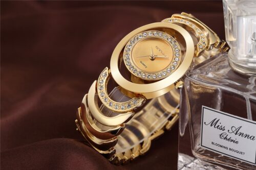 Gold Watch Luxury Rhinestone for Women, an elegant and glamorous wristwatch