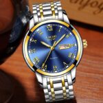 Men Stainless Steel Gold Strap Waterproof Wrist Watches Simple and beautiful