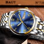 Men Stainless Steel Gold Strap Waterproof Wrist Watches Simple and beautiful