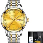 Men Stainless Steel Gold Strap Waterproof Wrist Watches Simple and beautiful