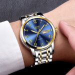 Men Stainless Steel Gold Strap Waterproof Wrist Watches Simple and beautiful