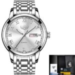 Men Stainless Steel Gold Strap Waterproof Wrist Watches Simple and beautiful