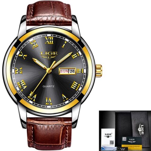 simple and beautiful Wristwatch, featuring a stainless steel and gold strap for men.