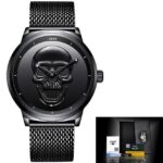 Stainless Steel Waterproof Men’s Skull Dial Luxury Wrist Quarts Sports Watches