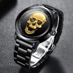 Stainless Steel Waterproof Men’s Skull Dial Luxury Wrist Quarts Sports Watches