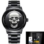 Stainless Steel Waterproof Men’s Skull Dial Luxury Wrist Quarts Sports Watches