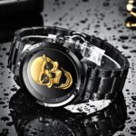 Stainless Steel Waterproof Men’s Skull Dial Luxury Wrist Quarts Sports Watches