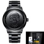 Stainless Steel Waterproof Men’s Skull Dial Luxury Wrist Quarts Sports Watches