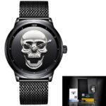Stainless Steel Waterproof Men’s Skull Dial Luxury Wrist Quarts Sports Watches
