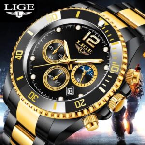 Durable and waterproof men's quartz watches with chronograph functionality