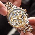 Men Watch Mineral Glass Scratch Resistant Waterproof Chronograph Wristwatch