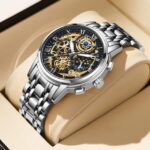 Men Watch Mineral Glass Scratch Resistant Waterproof Chronograph Wristwatch