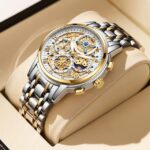 Men Watch Mineral Glass Scratch Resistant Waterproof Chronograph Wristwatch