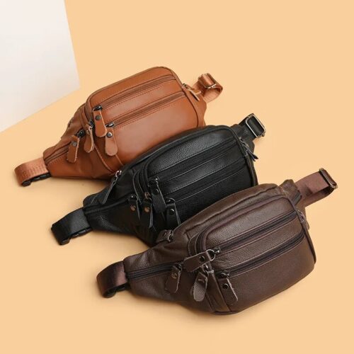 Men's original leather chest bag, a stylish and high-quality accessory for modern urban living.