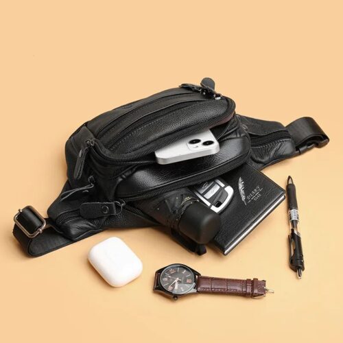 Men's original leather chest bag, a stylish and high-quality accessory for modern urban living.