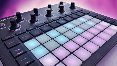 Novation Circuit Rhythm, a self-contained groove sampler, perfect for electronic music production and live performances.