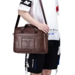 Genuine Leather Men's Briefcase Design Postman Male Handbags Vintage Business Computer Bag Fashion Messenger Shoulder Bag
