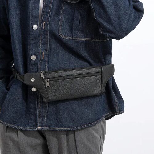 High-Quality Genuine Leather Waist Bag, Fashionable and Functional Accessory for Everyday Use.