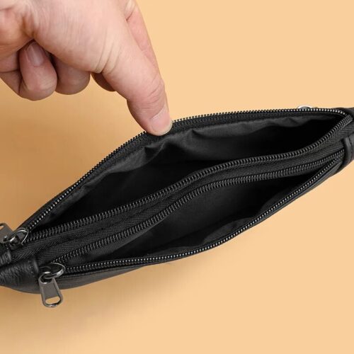 High-Quality Genuine Leather Waist Bag, Fashionable and Functional Accessory for Everyday Use.