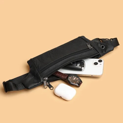 High-Quality Genuine Leather Waist Bag, Fashionable and Functional Accessory for Everyday Use.