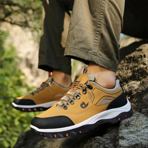 Hiking shoes with anti-slip technology, designed for secure footing on various terrains.