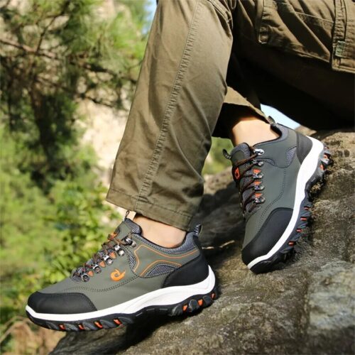 Hiking shoes with anti-slip technology, designed for secure footing on various terrains.