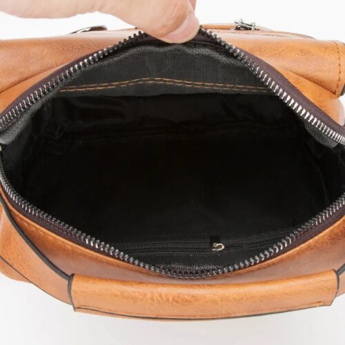 Stylish and spacious artificial leather men's crossbody bag with zippers and large capacity