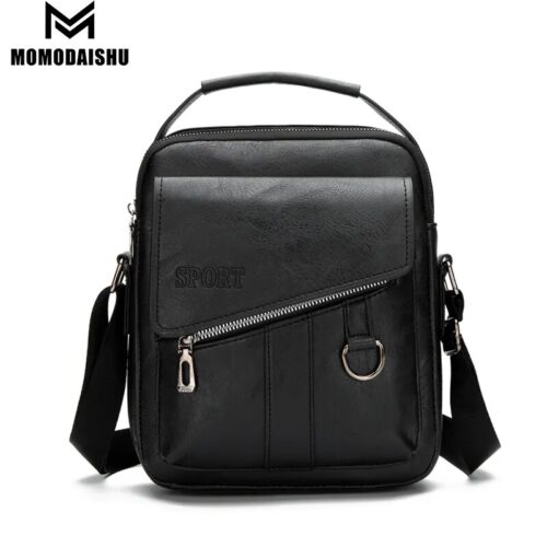 Stylish and spacious artificial leather men's crossbody bag with zippers and large capacity