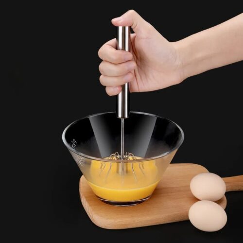 Efficient Handheld Kitchen Tool for Whisking and Mixing Eggs and Batters.