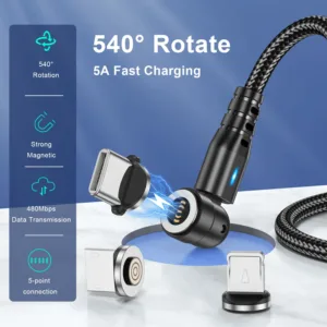 5A Magnetic Type C Fast Charging Cable - Quick and Secure Charging Solution.