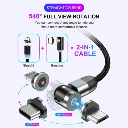 A magnetic and rotatable Type-C charging cable for convenient and versatile device charging