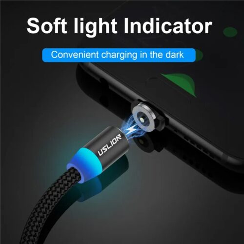 Magnetic USB Type C Cable with Fast Charging and Illuminating LED Light