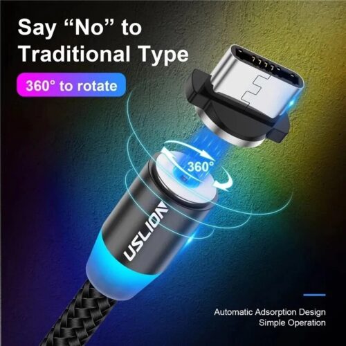 Magnetic USB Type C Cable with Fast Charging and Illuminating LED Light