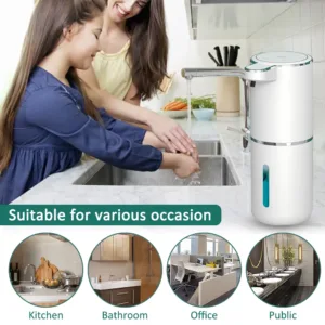 Automatic Foam Soap Dispenser 380ML Capacity, USB Charging Smart Bathroom Hand Washing