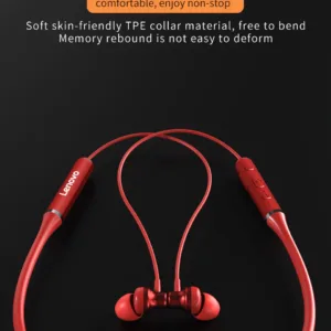 Bluetooth headphones with a neckband design for wireless audio convenience.