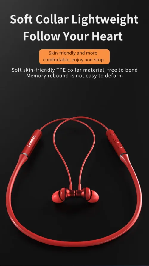 Bluetooth headphones with a neckband design for wireless audio convenience.