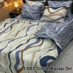 6 Pc Bed Sheet set with Polyester fill Razai 4 pillow cover and Cotton Bed sheet