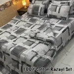 6 Pc Bed Sheet set with Polyester fill Razai 4 pillow cover and Cotton Bed sheet