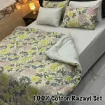 6 Pc Bed Sheet set with Polyester fill Razai 4 pillow cover and Cotton Bed sheet